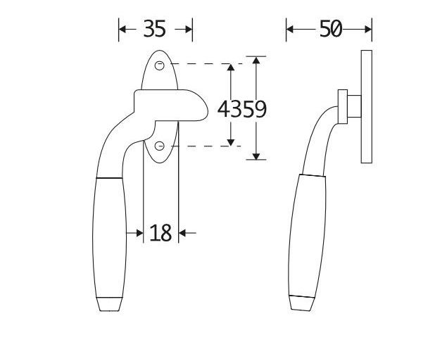Raamsluiting Met Sluitplaat Rechts Ton ebben mat nikkel ongelakt - Afbeelding 2