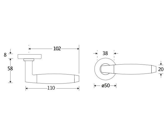 Deurklink op geveerd rozet Ton ebben/Vivo messing antiek - Afbeelding 2