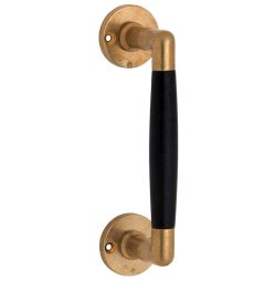 Deurgreep Ton ebben/rond messing antiek