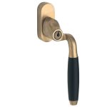 SKG2 Draaikiepgarnituur afsluitbaar Ton ebben/Smal Rechts messing antiek