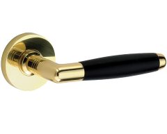 Deurklink op geveerd rozet Ton ebben/Vivo messing gelakt