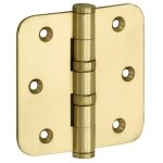 Kogellagerscharnier 76x76 ronde hoek vlak messing gelakt