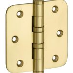 Kogellagerscharnier 89x89 ronde hoek vlak messing ongelakt