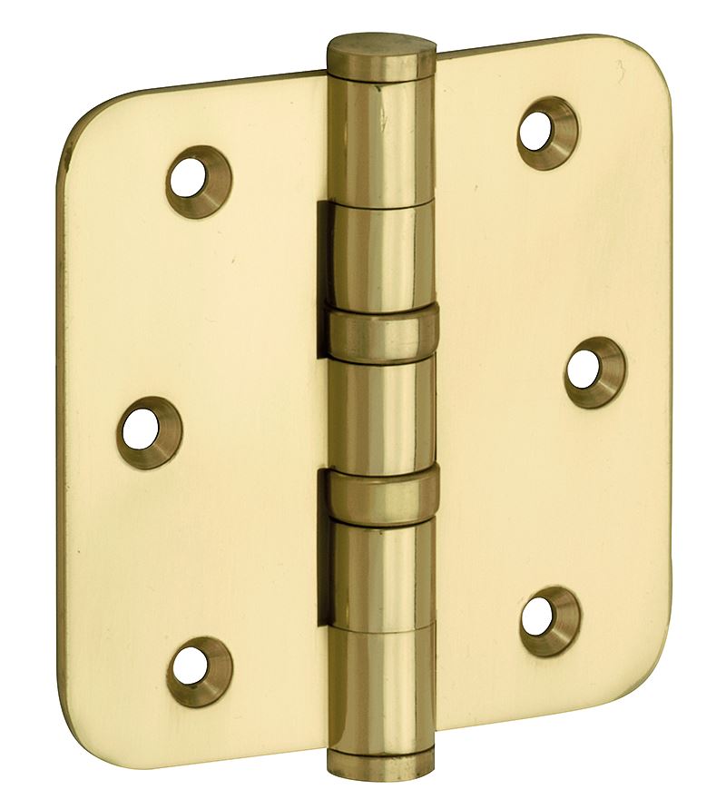 Kogellagerscharnier 89x89 ronde hoek vlak messing ongelakt