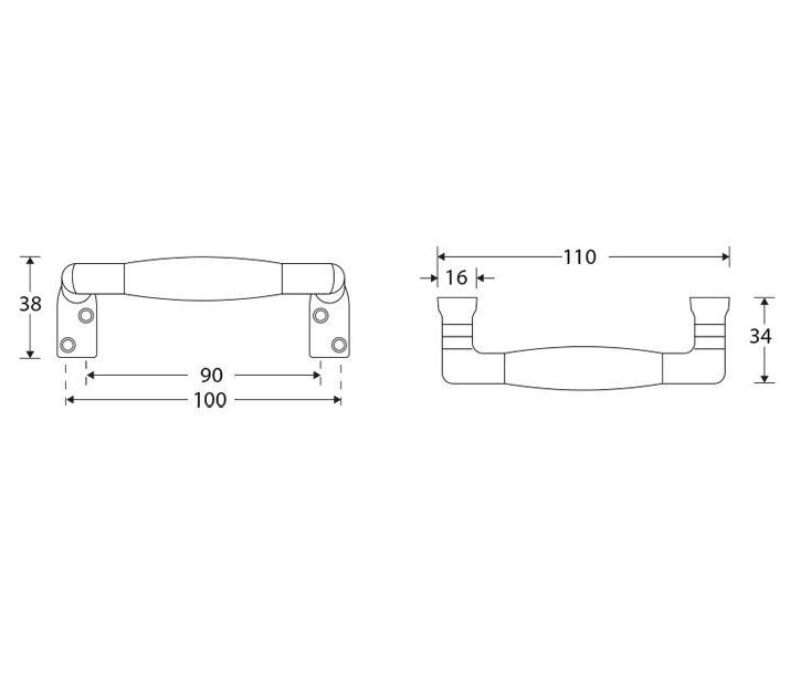 Raamgreep Ton ebben messing gelakt - Afbeelding 2