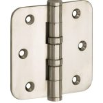 Kogellagerscharnier 89x89 ronde hoek vlak glans nikkel