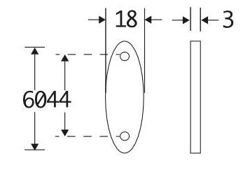 Vulplaat tbv raamsluiting 3 mm ovaal messing gelakt - Afbeelding 2