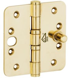 Kogellagerscharnier SKG3 89x89 ronde hoek vlak messing PVD