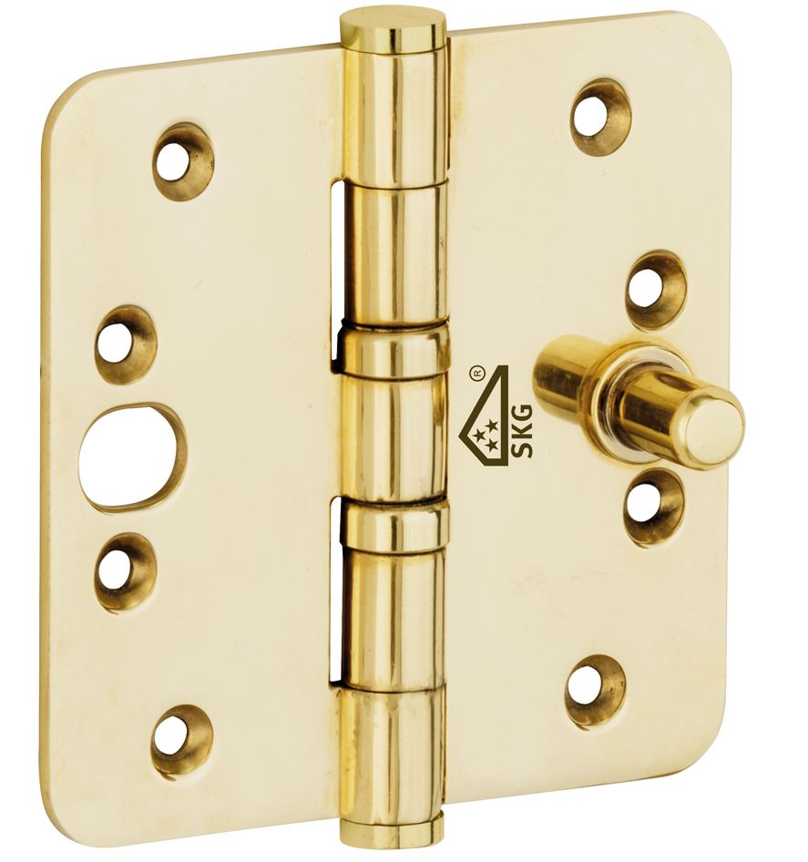 Kogellagerscharnier SKG3 89x89 ronde hoek vlak messing PVD