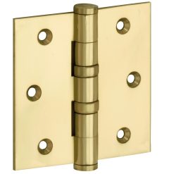 Kogellagerscharnier 89x89 rechte hoek vlak messing gelakt