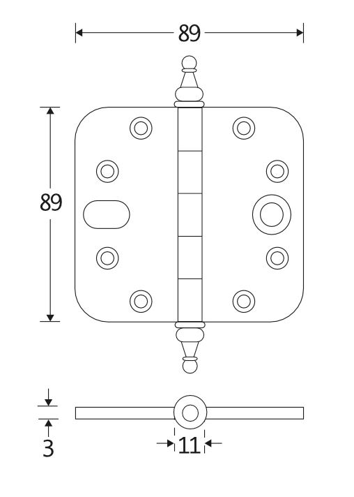 Kogellagerscharnier SKG3 89x89 ronde hoek vaas mat zwart - Afbeelding 2
