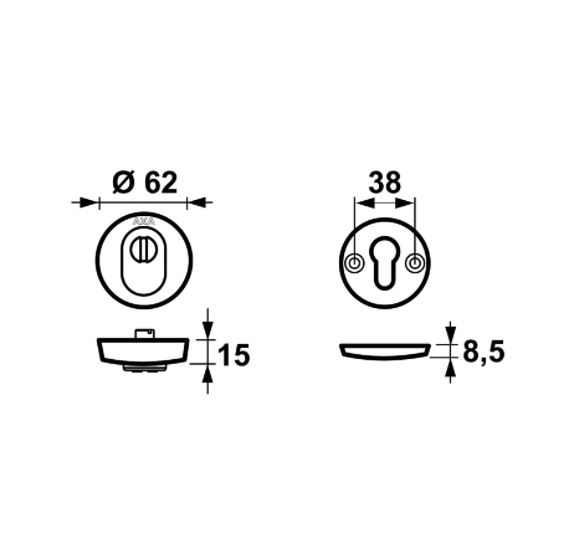 AXA Curve Veiligheidsrozet met Kerntrek beveiliging SKG3 Rond zwart - Afbeelding 2