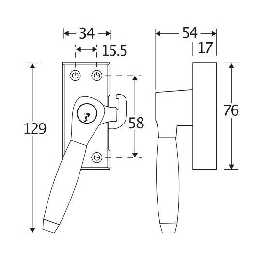 SKG Raamsluiting Met Sluitplaat Links Ton ebben mat chroom - Afbeelding 2