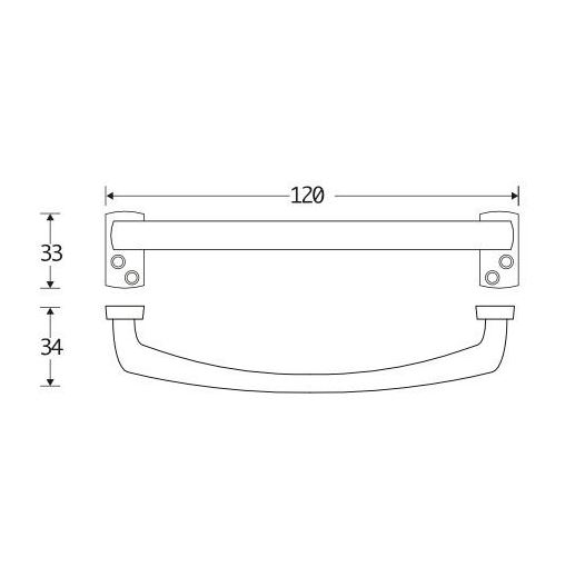 Raamgreep Elegant messing getrommeld ongelakt - Afbeelding 2