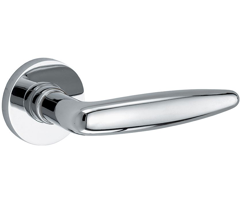 Deurklink op geveerd rozet Dudok/Vivo glans chroom