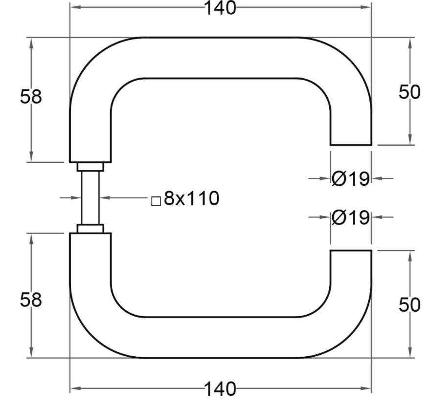 Deurklink U mat rvs - Afbeelding 2