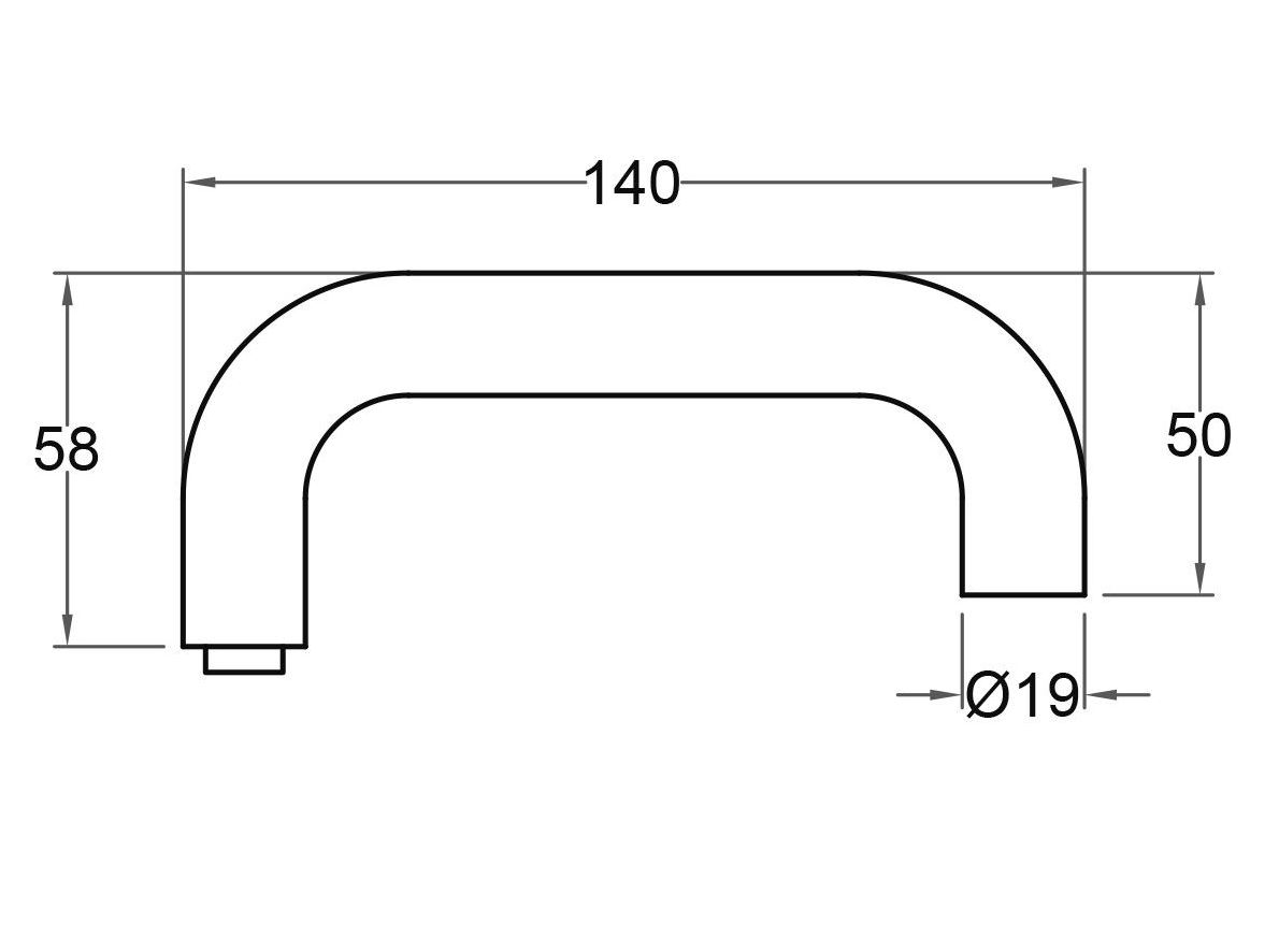 Enkele deurklink U mat rvs - Afbeelding 2