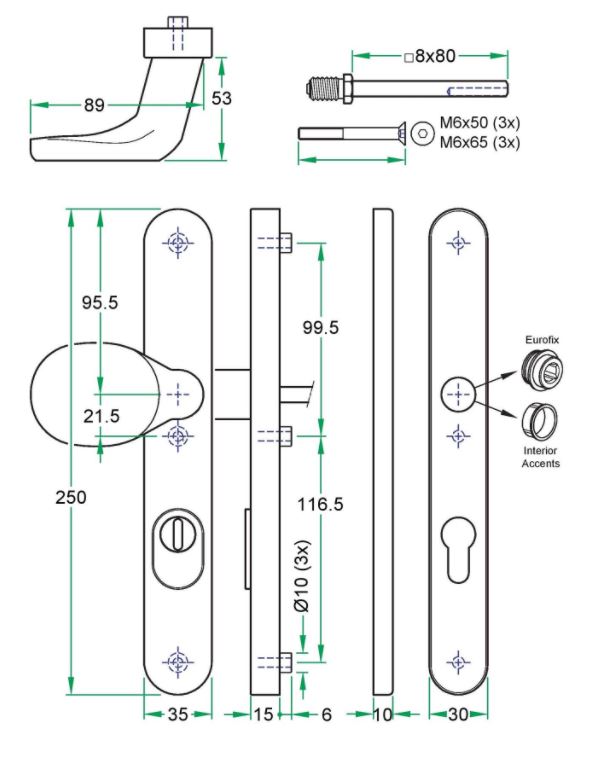 SKG3 knop/kruk schildpaar PC92 PRIO rvs - Afbeelding 2