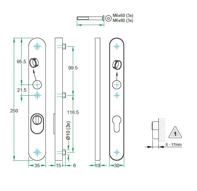 SKG3 kruk/kruk schildpaar PC92 PRIO rvs - Afbeelding 2