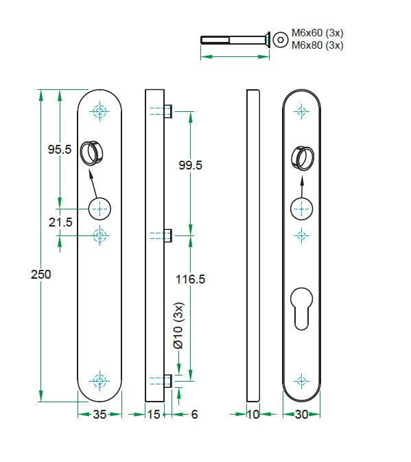 SKG3 kruk/kruk schildpaar Blind/PC72 PRIO rvs - Afbeelding 2