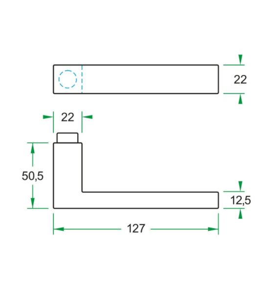 Deurklink Metro T mat rvs - Afbeelding 2