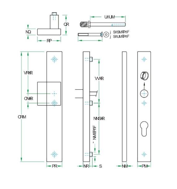 SKG3 knop/kruk schildpaar Blind/PC72 PRIO-SQ rvs - Afbeelding 2