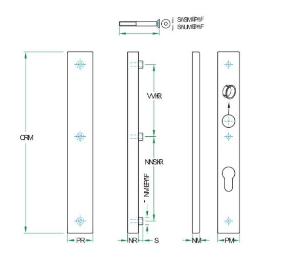 SKG3 kruk/blind schildpaar PC92 PRIO-SQ rvs - Afbeelding 2