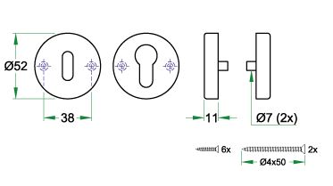 Set van twee sleutelplaatjes WCX rvs mat - Afbeelding 2