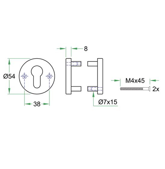 Set van twee sleutelplaatjes Permafix Proline rvs mat - Afbeelding 2