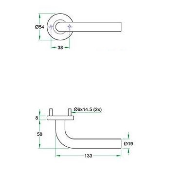 Deurklink op rozet LEONA zwart - Afbeelding 2