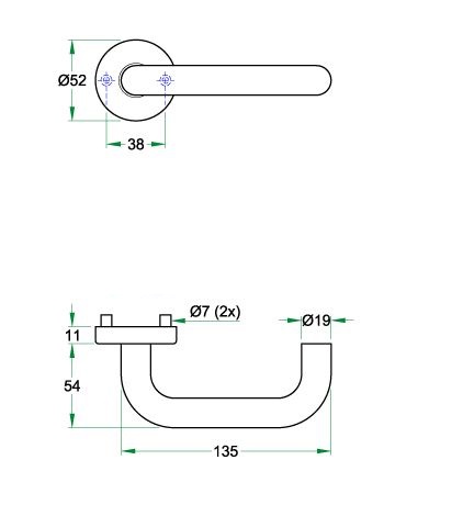 Deurklink op rozet UNO zwart - Afbeelding 2