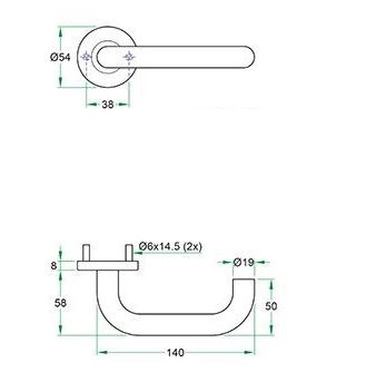 Deurklink op rozet CECIL rvs mat - Afbeelding 2