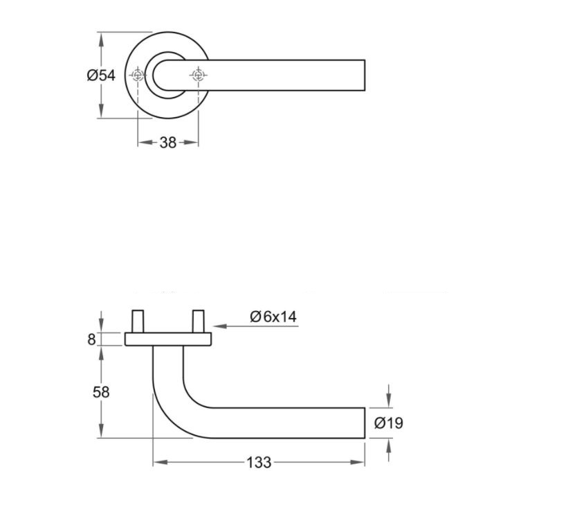 Deurklink op rozet LEONA rvs mat - Afbeelding 2