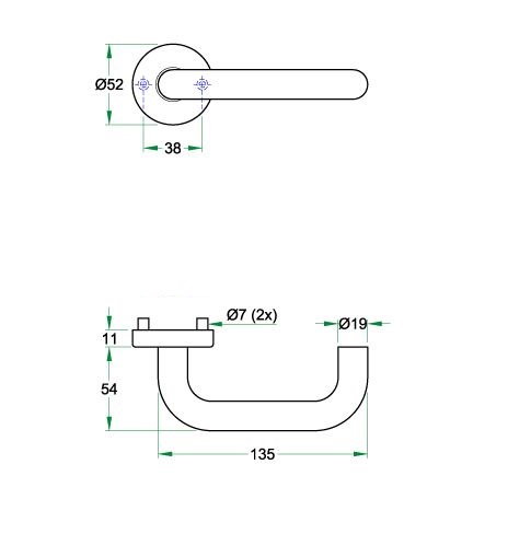 Deurklink op rozet Uno rvs mat - Afbeelding 2