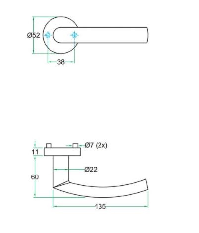 Deurklink op rozet LANA rvs mat - Afbeelding 2