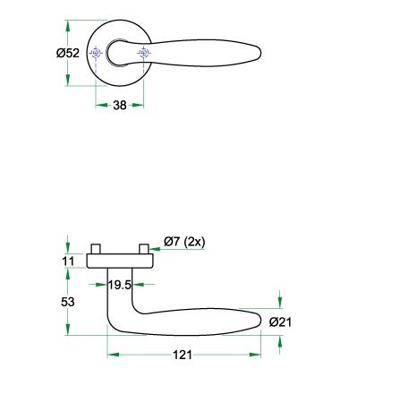 Deurklink op rozet Cino rvs mat - Afbeelding 2