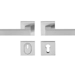 SKG3 kruk/kruk Quattro op vierkant rozet + kerntrekbeveiliging rvs