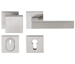 SKG3 knop/kruk Quattro op vierkant rozet rechts + kerntrekbeveiliging rvs