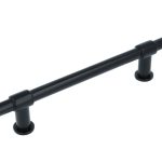 Dubbele T-greep mat zwart 128 mm