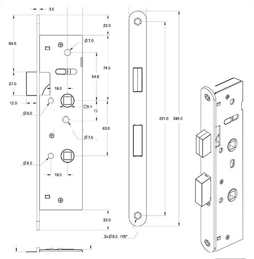 Mauer Magneet Smal Bad/WC Slot 4445 zwarte Voorplaat - Afbeelding 2