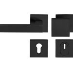 SKG3 knop/kruk Quattro op vierkant rozet links + kerntrekbeveiliging zwart