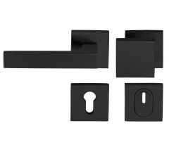 SKG3 knop/kruk Quattro op vierkant rozet links + kerntrekbeveiliging zwart