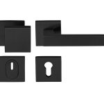 SKG3 knop/kruk Quattro op vierkant rozet rechts + kerntrekbeveiliging zwart