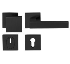 SKG3 knop/kruk Quattro op vierkant rozet rechts + kerntrekbeveiliging zwart
