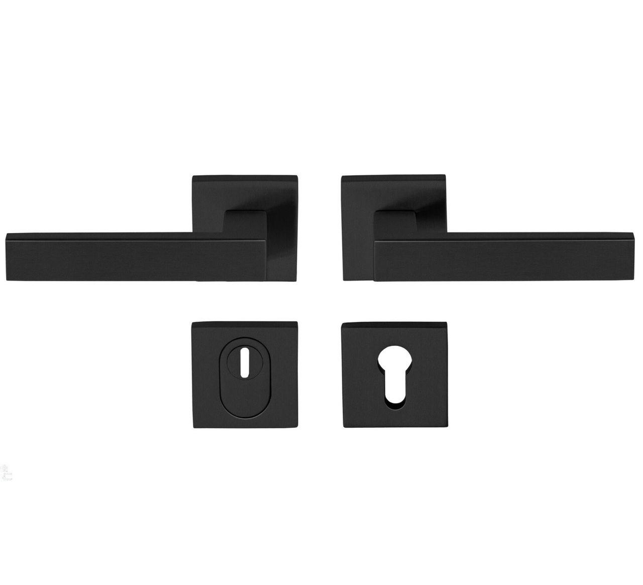 SKG3 kruk/kruk Quattro op vierkant rozet + kerntrekbeveiliging zwart