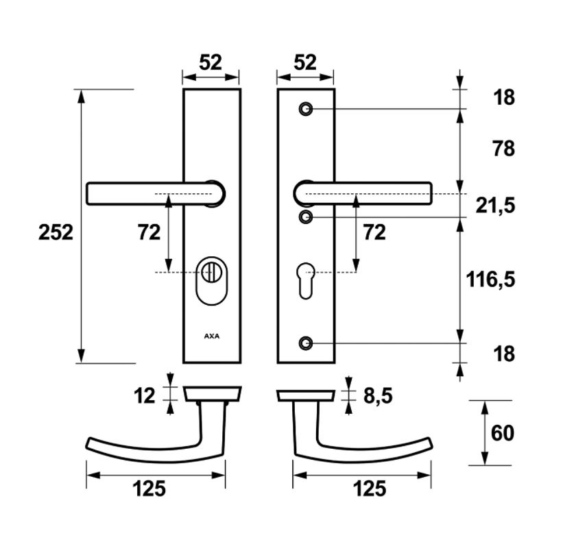 AXA Edge Plus veiligheidsbeslag PC72 SKG3 met kerntrekbeveiliging kruk/kruk zwart - Afbeelding 2