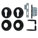 AXA set binnendeurbeslag ronde rozet + dag-nachtslot cilinder zwart