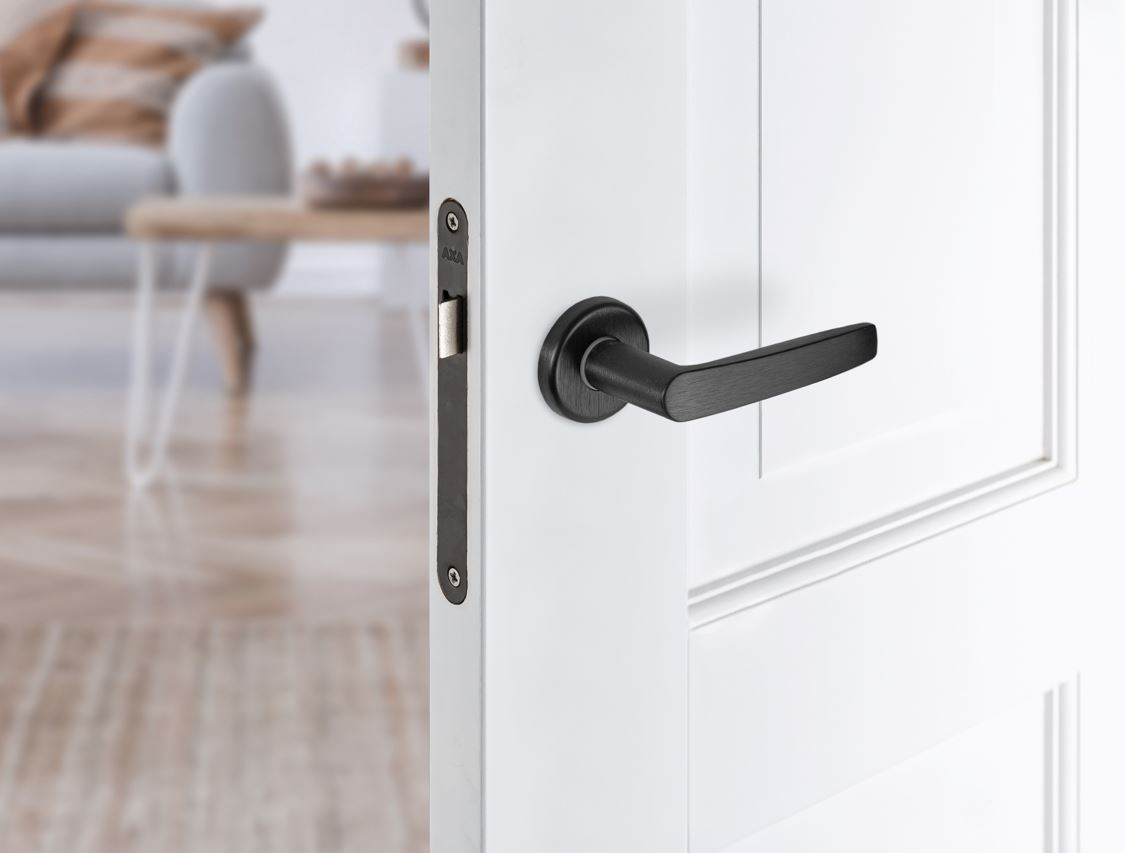 AXA set binnendeurbeslag ronde rozet + loopslot zwart - Afbeelding 3