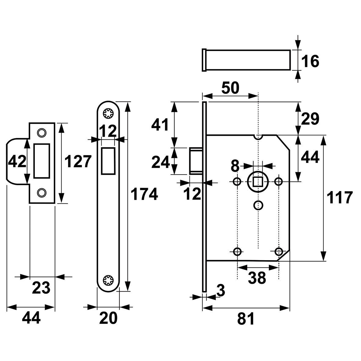 AXA set binnendeurbeslag ronde rozet + loopslot zwart - Afbeelding 6