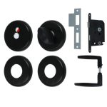 AXA set binnendeurbeslag ronde rozet + toilet-badkamerslot zwart